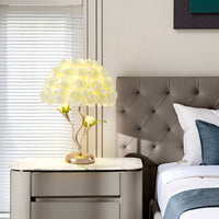 Decorative Rose Table Lamp Warm Light Rose Lamp Floral Gold-Tone for Bedside, Bedroom, Living Room