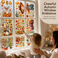 Thanksgiving Autumn Window Clings Scarecrow Pumpkin Static Decals for Glass Decor