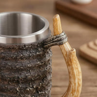 Metal-Lined Tree Branch Mug Textured Branch Handle Mug Wood-Grain