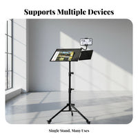 Adjustable Display Tripod Stand Multi-Functional Adjustable Tripod Stand Foldable Tray Mobile Presentation Stand for Conference Room