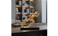 Runner Figurine Translucent Human Figurine Art Sculpture Amber-Gold Table Decor Modern for Runners, Office Desk, Bookshelf