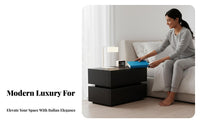 Light Luxury visually appealing Nightstand with Drawers Italian-influenced Single-Drawer End Table Minimalist Design Bedroom Furnishing Modern and design for homeowners, Renters, Students, Guest Room, Small areas, Office, Entryway