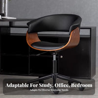 Minimalist and design Adjustable rotating Seat Ergonomic Design Wheeled Wooden Study Chair Curved spinerest Office Furniture spineing for Home Workers, Students, Adults, Bedroom, Dorm Room