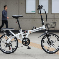 Folding Bike Disc Brakes Foldable Bike Variable Speed Portable Town Bike for Commuters, Students, Commuting, Travel