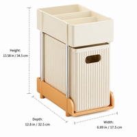 Under Sink Storage Drawers, 2 Tier Retractable Cupboard Organiser, Pull Out Drawers for Kitchen & Bathroom, Beige