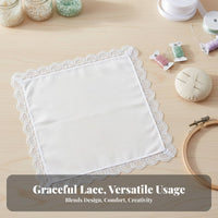 6 Pieces DIY Embroidery Handkerchief Vintage Design Wedding Handkerchief Fine Hemming Lace Border Hanky for Crafters, Weddings, Special Occasions