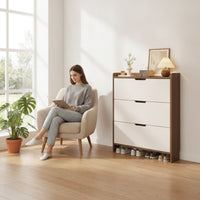 Shoe Organizer with Flip Drawers Shoe Organizer Narrow Furniture for Apartment Dwellers, Entryway, Hallway, Foyer
