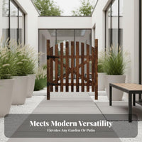 Anti Carbonized Wood Garden Door Long-Lasting Wooden Fence Gate Rustic Design Wood Slat Fence Gate Heavy Duty for Homeowners, Landscapers, DIY Enthusiasts, Yard, Patio, Flowerbed, Pathway