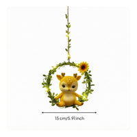 Resin Animal Hanging Ornament Vine Leaf Rope Lighted Hanging Ornament S Hook Garden Decor LED Light for Yard, Patio, Courtyard