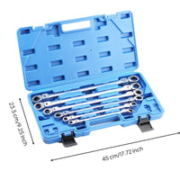 6 Pieces Ratcheting Box Wrench Set Long Handle Double-Ended Wrenches with Swiveling Heads -Finished Hand Tools for Home Mechanics