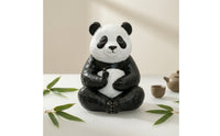 Resin Pandas Figurine Compact Desk Ornament Hand-Painted for Meditation Corner