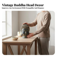 Distressed Finish Buddha Head Statue Serene Design Thai Design Buddha Bust Handmade Zen Decor Statue Spiritual Gift for Meditation Practiti a Rs, Home Decorators, Restaurant, Tea Room, Entrance, Office