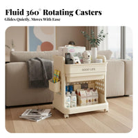 Mobile Design Multi-Tier Rolling Shelf Large Capacity Multi-Tier Trolley 360-Degree Rotating Wheels Household Storage Strong Load-Bearing for Homeowners, Office Workers, Nursery, Living Room, Bedroom, Narrow Areas