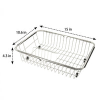 Extendable Colander Telescopic Drain Basket, 304 Stainless Steel Over the Sink Drainer Sink Strainer, Space-Saving Kitchen Storage for Dishes