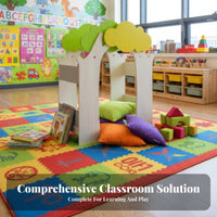 Multi-Functional Design bookcase Cabin Sturdy Construction literacy corner Bench paddinged Seat children's Furniture Anti-Tip Safety Feature for Toddlers, Educators, Parents, Early Education Center, Kindergarten, Playroom, Library