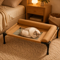 Breathable Dog Cot with Side Cushion Cooling Dog Bed with Mesh Cover indoor/outdoor Pet Bed with Side Cushion Long-Lasting for Dogs, Pets, Cats, Backyard, Camping