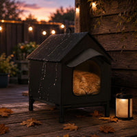 Weatherproof Cat House Hanging Loop Raised Floor Cat House Compact for Cats
