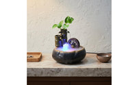 Compact Design Ceramic Water Wheel Fountain Handmade Craftsmanship Feng Shui Wealth Fountain Feng Shui Water Feature for Office, Entryway