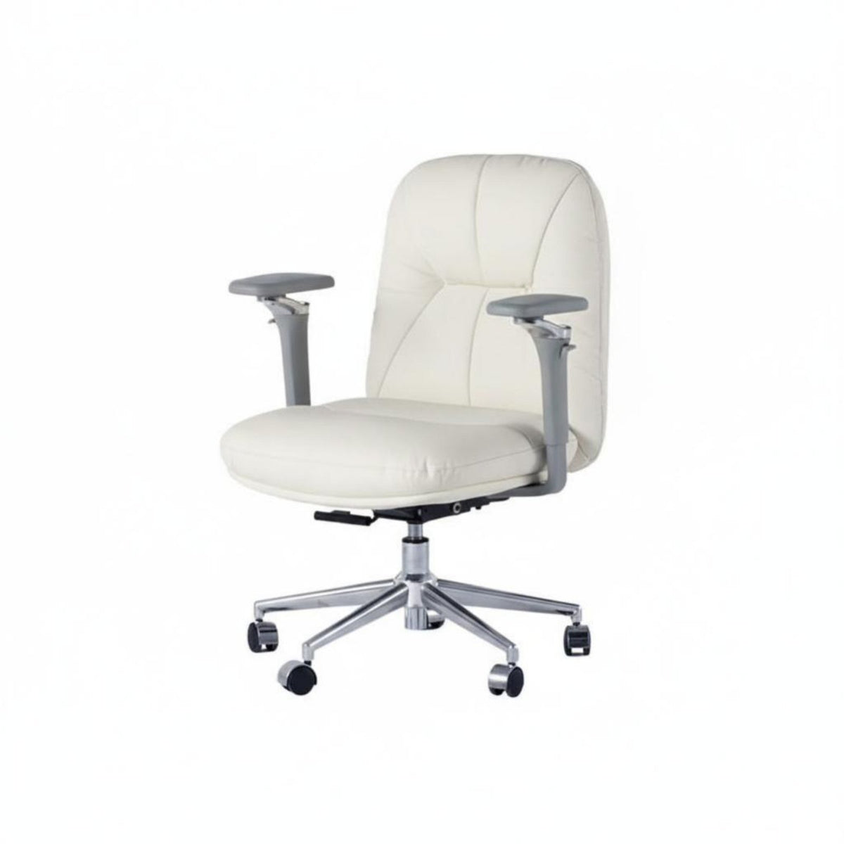 Ergonomic Design Upholstered Highspine-support Desk Chair Creamy aesthetic Adjustable Rolling Task Chair Comfortable padding rotating Seating Padded Armrests for Students, People Working from Home, Study Room, Bedroom