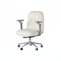 Ergonomic Design Upholstered Highspine-support Desk Chair Creamy aesthetic Adjustable Rolling Task Chair Comfortable padding rotating Seating Padded Armrests for Students, People Working from Home, Study Room, Bedroom