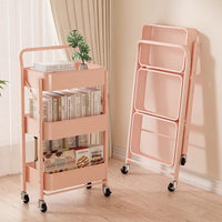 Foldable 3-Tier Utility Cart with Wheels, No Installation Needed
