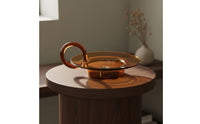 Stable Wide Base Amber Glass Incense Tray with Handle Good-Looking and Practical Incense Stick Burner Dish 9-Hole Insert Accessory for Indoor, Mindfulness Practice Studio, Meditation Room