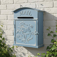European Design Post Box Wrought Iron Wall-Mounted Mailbox Wall Mount Mailbox Resistant Embossed Post Box for Office