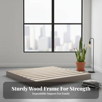 Floating Slat Frame noiseless Design foundation Bed Noise Bedstead for Apartment Dwellers, Homeowners, Small Apartments, Guest Room