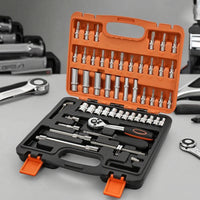 53 Pieces Socket Wrench Tool Kit Automotive Socket Set with Ratchets Mechanical Mechanics Tool Set for Home Mechanics, Garage, Roadside