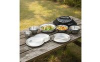 18 Pieces Thickened Camping Set with Storage Bag Brushed Camping Tableware Set Easy to Clean Mess Kit with Travel Case Rust-Resistant for Backpackers