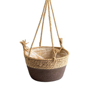 Braided Hanging Planter Basket with Plastic Liner Natural Hanging Planter with Liner Rustic Decorative for Balcony, Window