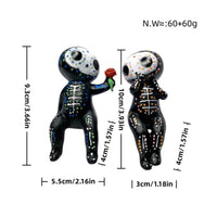 Skeleton Couple Figurine Gothic Skeleton Lovers Statue Halloween Cranium Tabletop Decor for Goths, Collectors, Mantel, Bookshelf