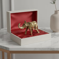 Auspicious Good Luck Charm Miniature Elephant Figurine Pocket-Sized Solid Brass Elephant Exquisitely Carved Small Creature Sculpture Long-Lasting for Feng Shui Enthusiasts, Collectors, Shelf Display