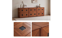 3 Pieces Modular Cabinet Geometric Low-Profile Sideboard Minimalist Cabinet with Sliding Doors for Living Room, Bedroom