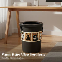 Lidless Design Vintage Design Garbage Can Easy to Clean Vintage Garbage Bin Wide Opening Uncovered Top Trash Can Long-Lasting for Students, Kids, Living Room, Bedroom, Bathroom, Office