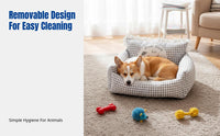 Plaid Pet Sofa All-Season Use Miniature Pet Sofa Removable Cover Pet Furniture for Small Dogs, Hare Owners, Indoors, Living Room, Bedroom