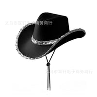 Pink and Black Cowboy Hat with Silver Trim for Halloween