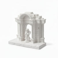 Stone-Like Aquarium Ornament with Angel Decorative Miniature Roman Temple Safe Pavilion Model Ancient for Desk, Bookshelf
