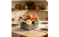 Flower Arrangement with Wooden Pot Rustic Flower Arrangement with Wooden Vase No Watering Artificial Floral Centerpiece for Thanksgiving