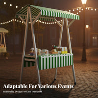 Optional Wheels Portable Vendor Stand Easy Setup Portable Outdoor Sales Cart Compact Storage Foldable Vendor Display Kiosk Weather-Resistant Canopy for Street Vendors, Small Business Owners, Crafters, Night Markets, Trade Shows, Temporary Shops