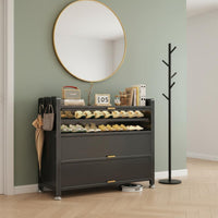 Large Capacity Steel Shoe Cabinet Dustproof Multi-Layer Shoe Rack Cabinet Space-Saving Flip Doors Entryway Furniture Moisture-Proof for Hallway, Closet