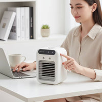 Compact Desktop Air Cooler Humidifying Mini Air Cooler Touch Controls Portable Mist Fan Ventilated