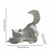 Cat Statue with spirit Drape Adorable spirit Cat Statue Spooky for Bookshelf