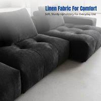 Modern Linen Sofa, Minimalist Italian Sectional, Black, Living Room Corner Couch