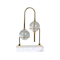 Desktop Ornament with Marble Base Modern Sculptural Ornament with Glass Orbs Gold-Toned Decorative Item Piece for Entryway