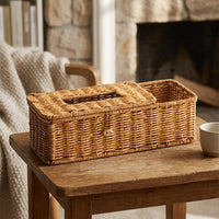 Storage Box and Tissue Box Holder for Bedroom Decor, Multi-purpose Rectangular Napkin Holder with Compartments, Living Room Decorative Woven