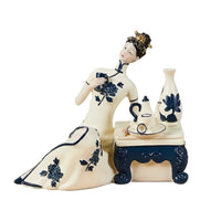 Chinese Lady Figurine Decorative Ceramic Lady Statue Slender Woman Sculpture for Entryway