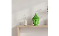 Zen Buddha Head Sculpture with Pedestal Serene Buddha Head Statue Glossy Textured for Home Decorators, Art Collectors