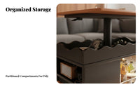 Rolling elevatingTop End Table with Pet Condo Space-Saving Indoor feline House