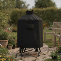 Waterproof Grill Cover with Storage Pouch Weatherproof Round Grill Cover Heavy Duty Weather-Resistant for Backyard Cooks, Patio